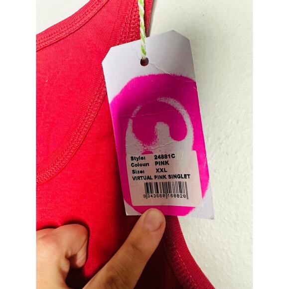 ONE TEASPOON Pink Rib Singlet Bower Bird Logo Tank Top NWT size XXL - Picture 4 of 6